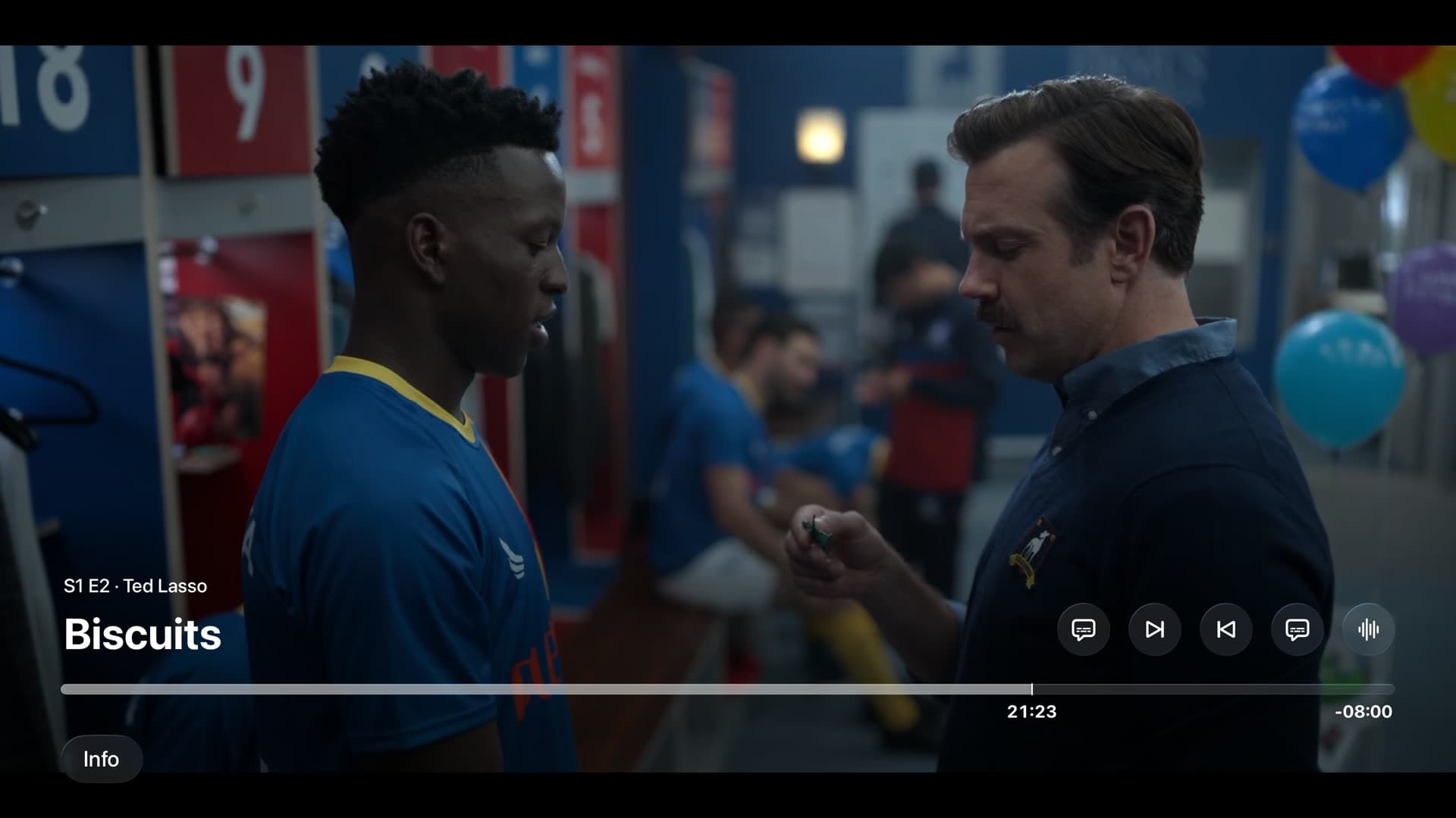 Marquee using Apple's player. Ted Lasso, Biscuits.
